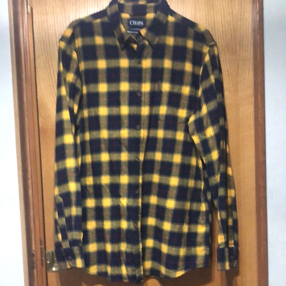 Chaps Yellow and Navy Plaid Shirt